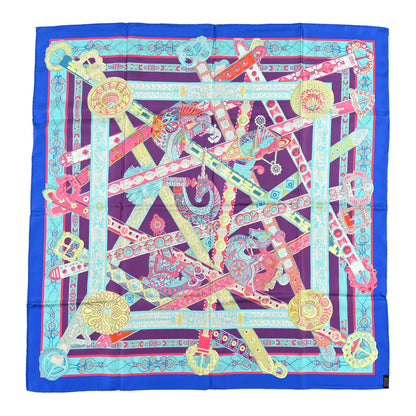 Hermes Silk Le Songe De La Licorne Scarf 90 Bleu Klein Parme Turquoise 2 of 5