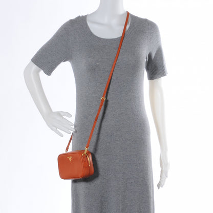Prada Saffiano Mini Zip Crossbody Bag Papaya 2 of 8