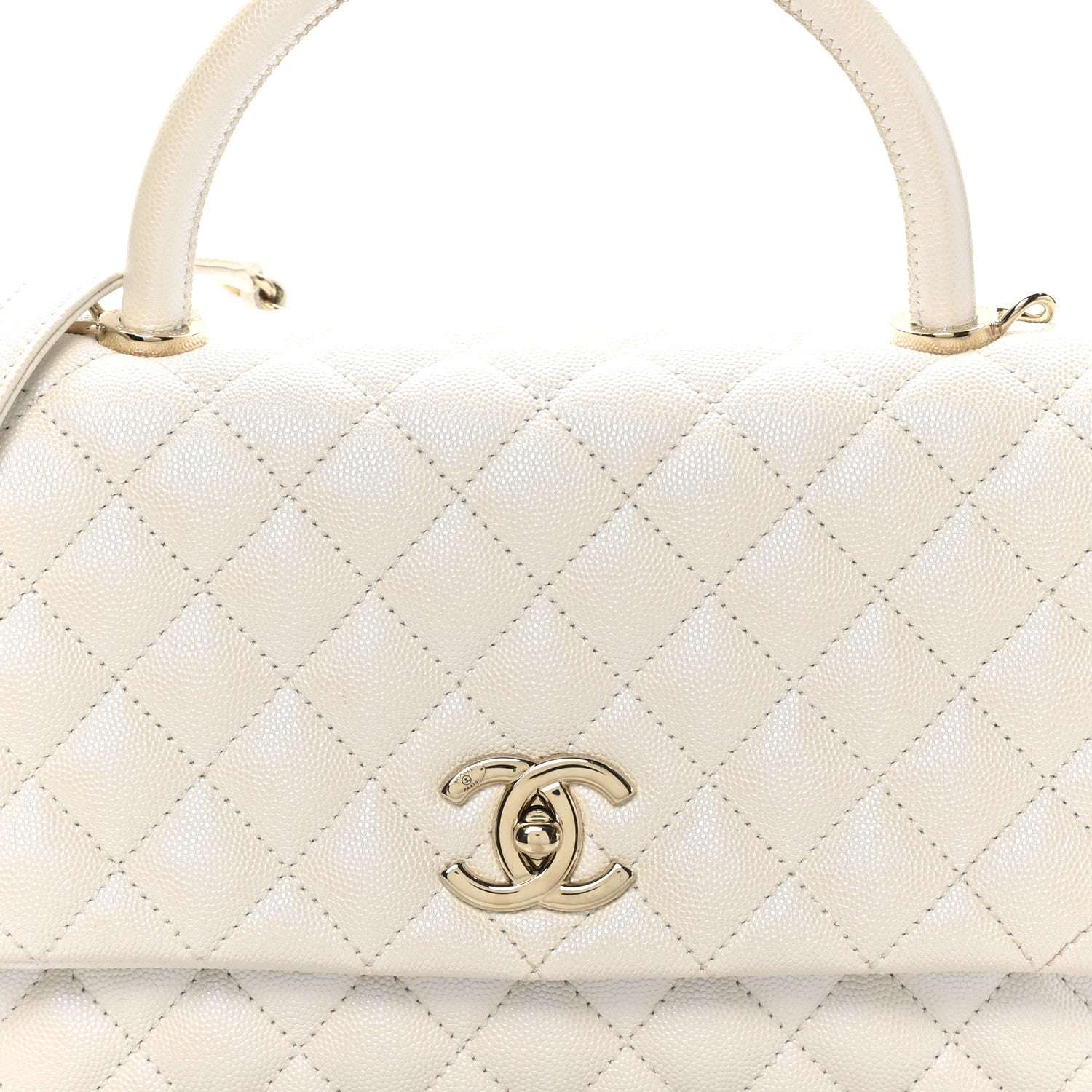 Chanel Iridescent Caviar Quilted Small Coco Handle Flap White 8 of 10