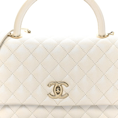Chanel Iridescent Caviar Quilted Small Coco Handle Flap White 8 of 10