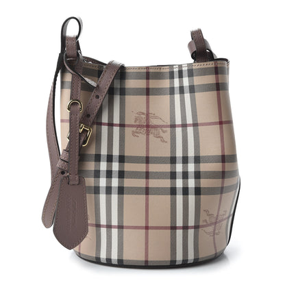 Burberry Haymarket Check Colours Small Lorne Bucket Crossbody Light Elderberry 1 of 8