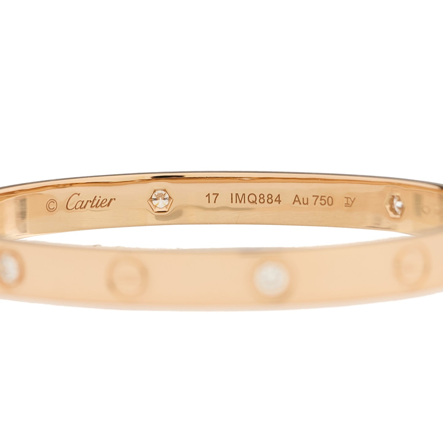 18K Pink Gold 4 Diamond LOVE Bracelet 17