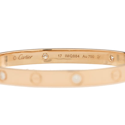 Cartier 18K Pink Gold 4 Diamond LOVE Bracelet 17 4 of 8