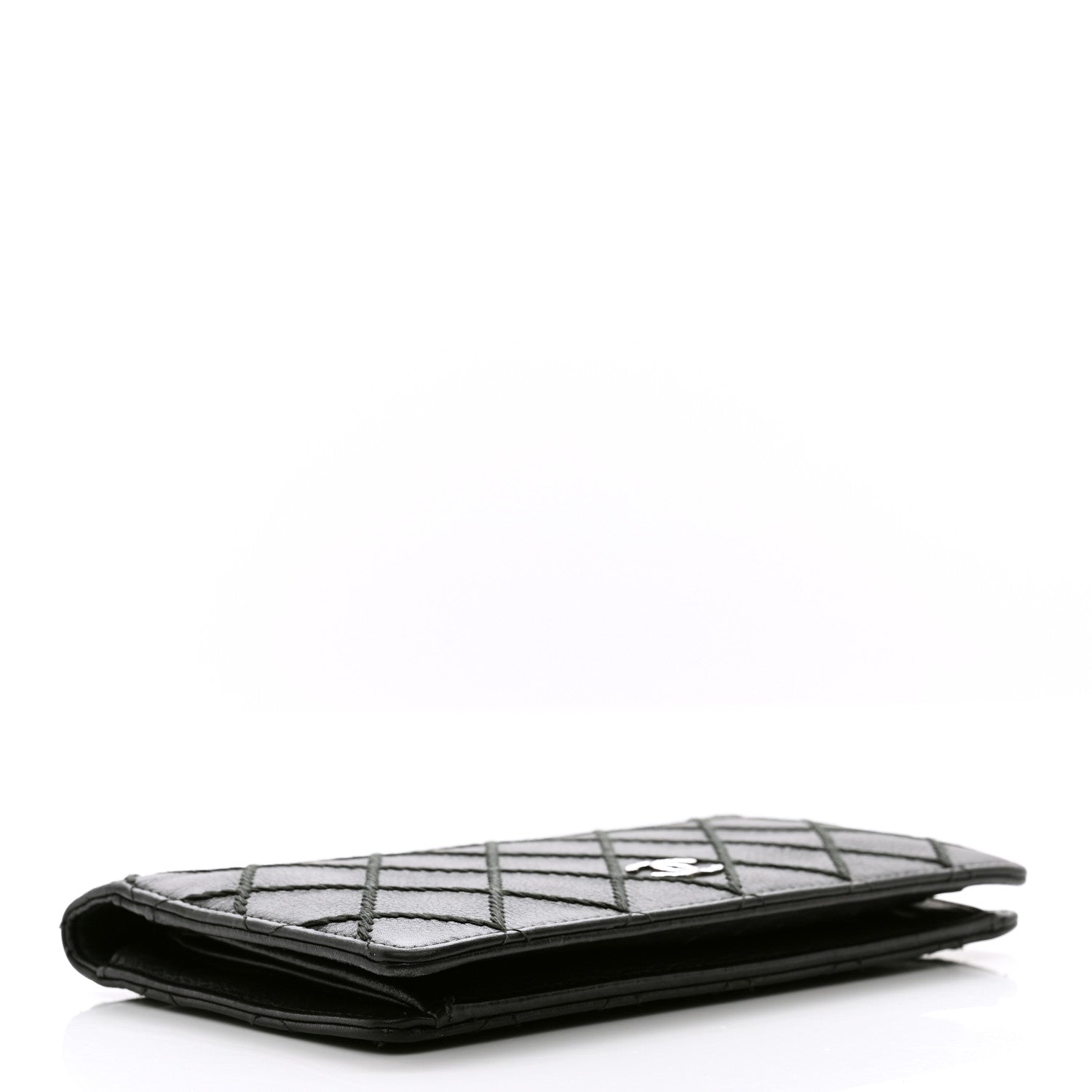 Chanel Distressed Caviar Stitched Yen Wallet Black 4 of 10