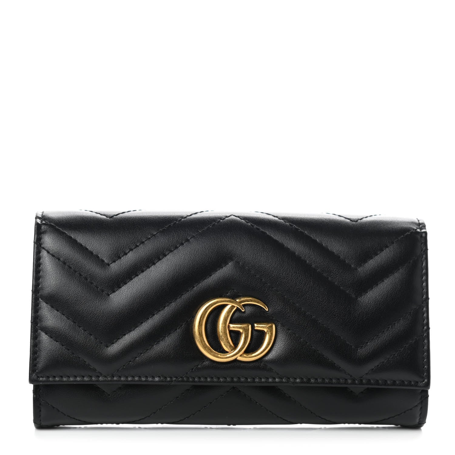 Gucci Calfskin Matelasse GG Marmont Continental Wallet Black 1 of 7