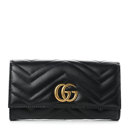 Gucci Calfskin Matelasse GG Marmont Continental Wallet Black 1 of 7