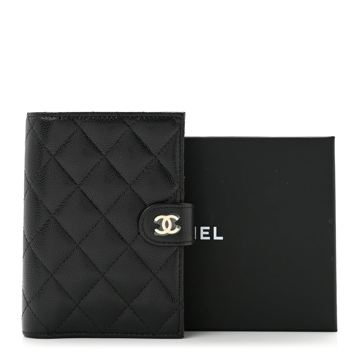 Caviar Quilted Passport Holder Black