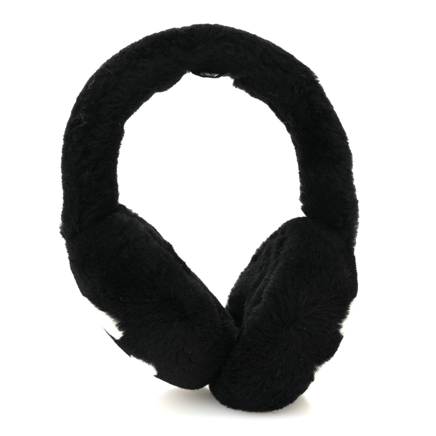 Chanel Shearling CC Ear Muffs Black White 3 of 6