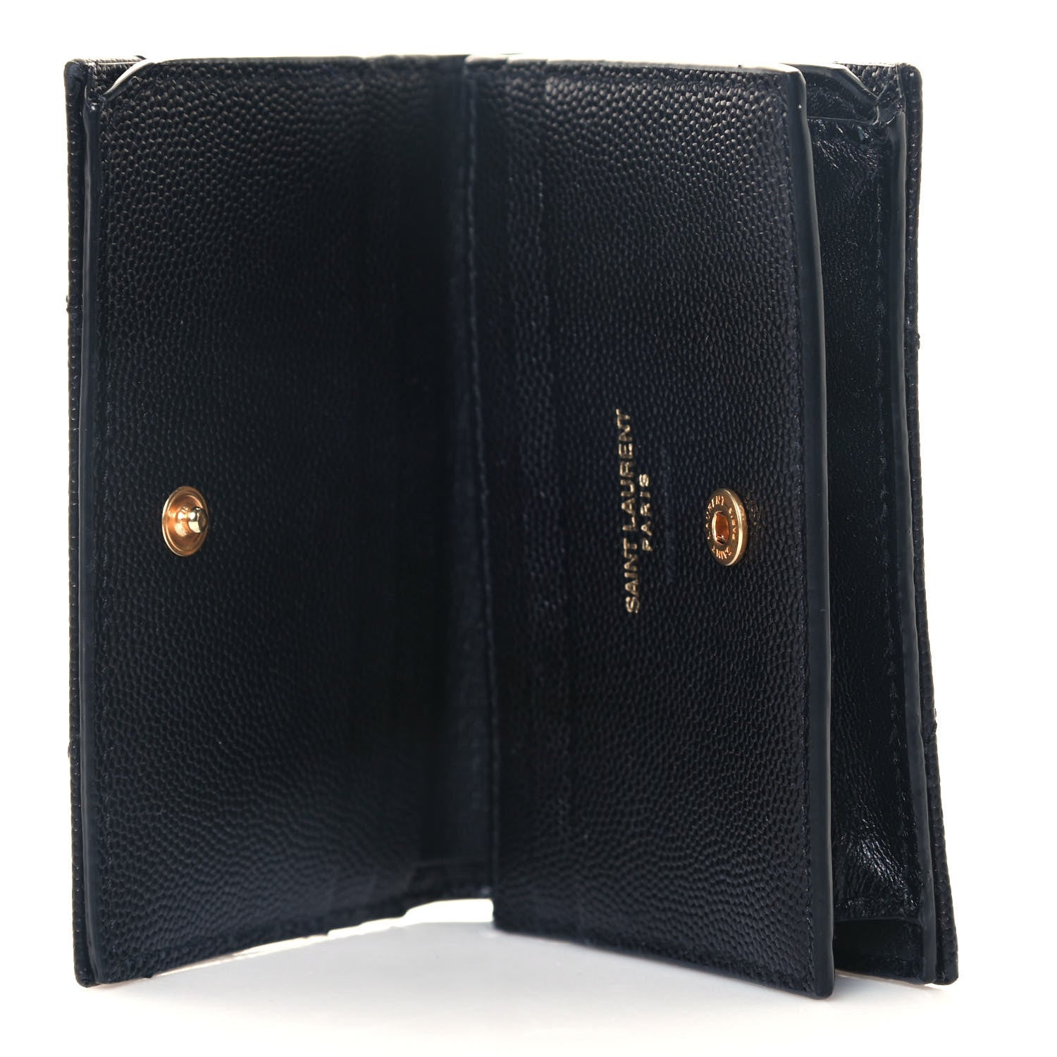 Saint Laurent Grain De Poudre Matelasse Chevron Monogram Card Case Black 5 of 12