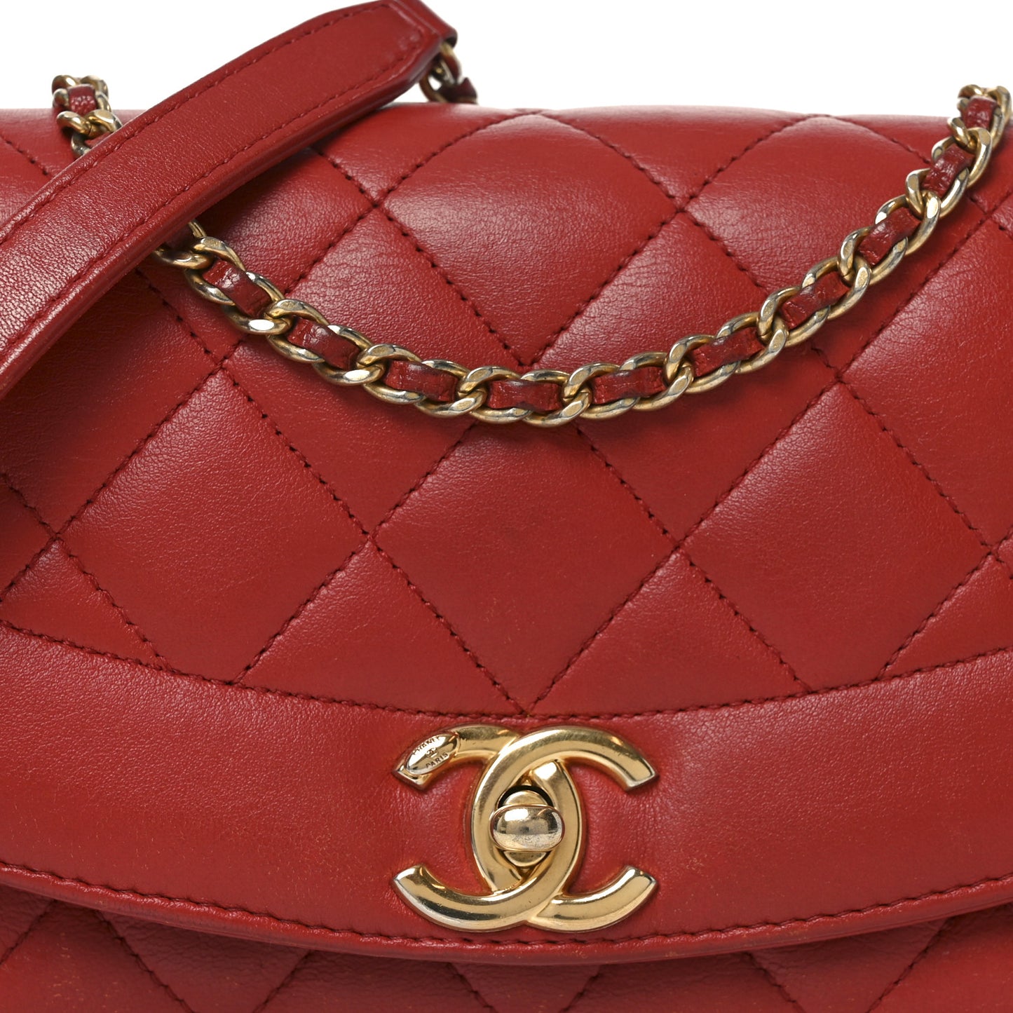 Lambskin Quilted Small Single Flap Red