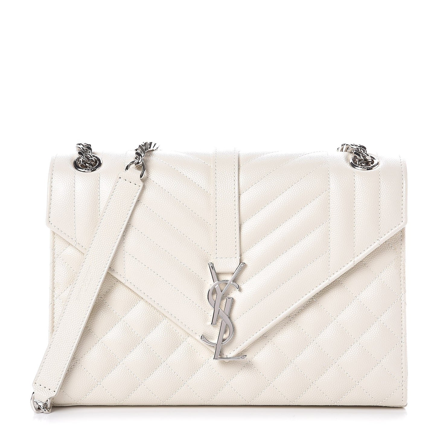 Grain De Poudre Textured Mixed Matelasse Medium Triquilt Monogram Satchel Porcellana