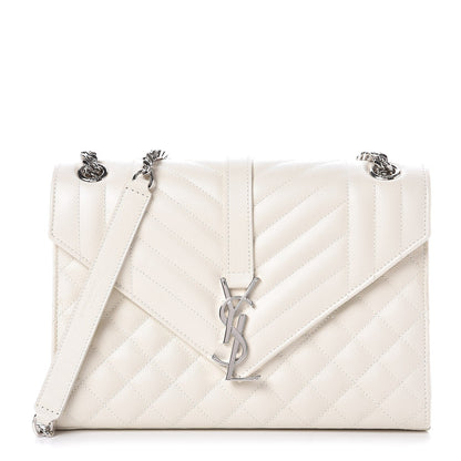 Saint Laurent Grain De Poudre Textured Mixed Matelasse Medium Triquilt Monogram Satchel Porcellana 1 of 7