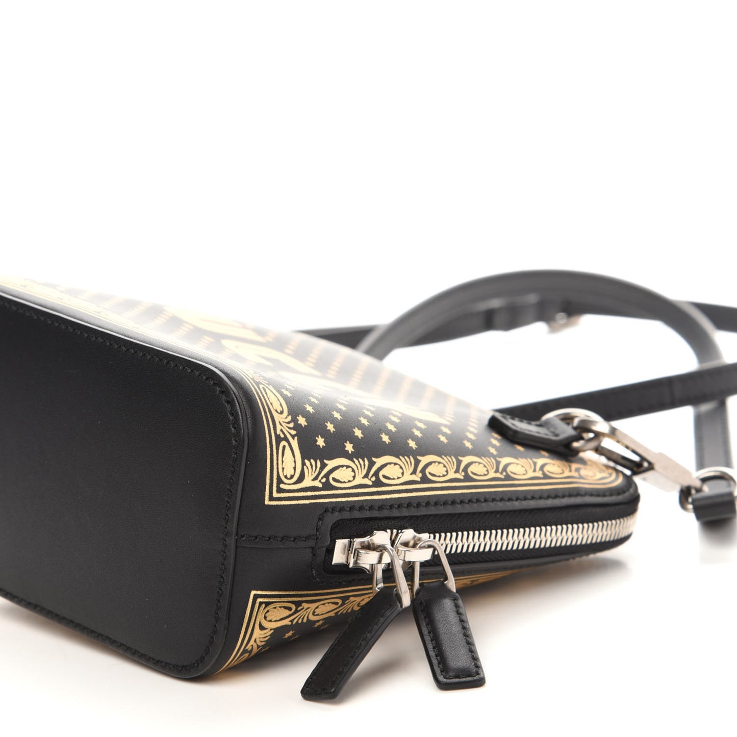 X SEGA Calfskin GUCCY Stars Mini Dome Shoulder Bag Black Gold