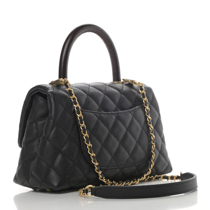 Chanel Caviar Lizard Embossed Quilted Mini Coco Handle Flap Black 2 of 4