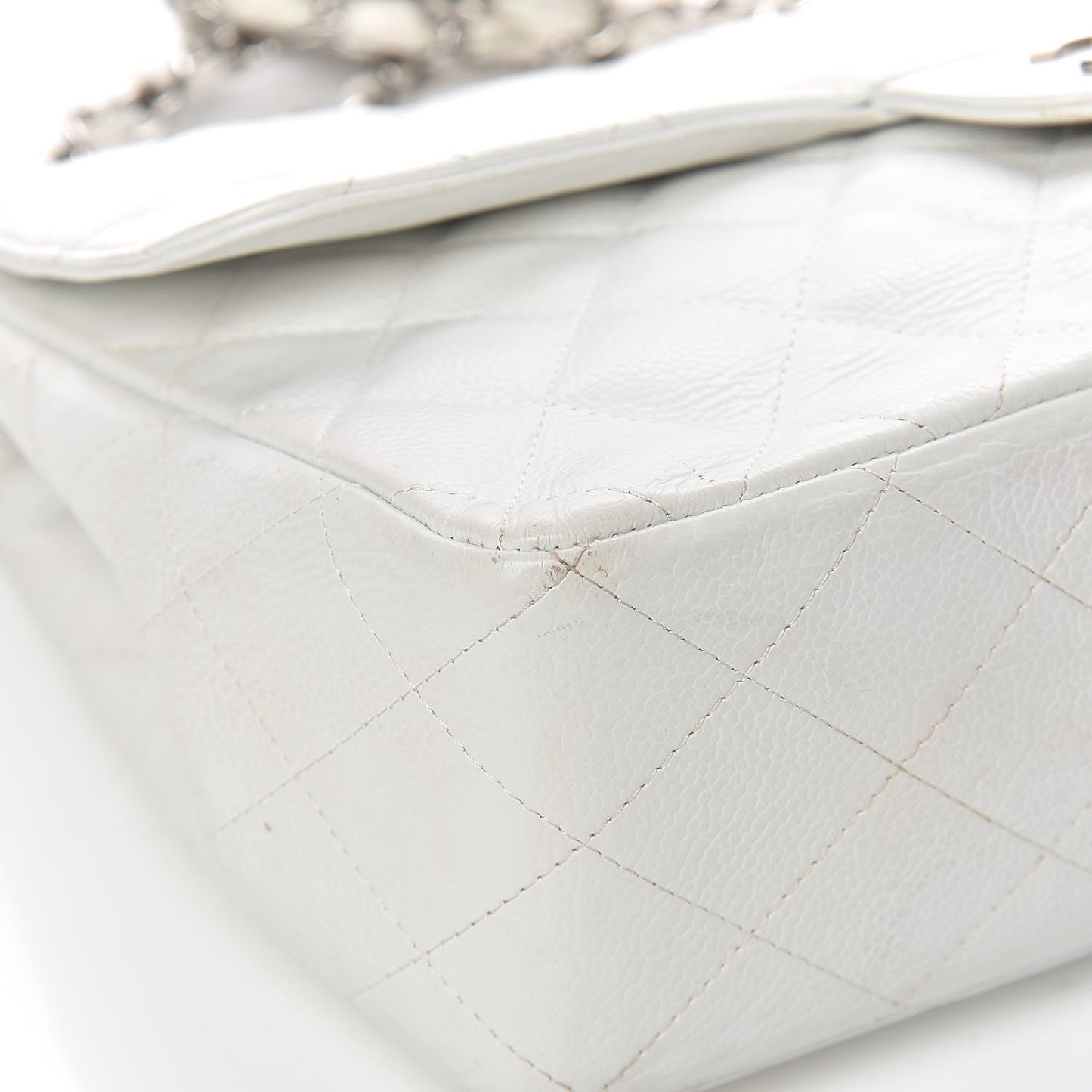 Caviar Quilted Jumbo Single Flap White