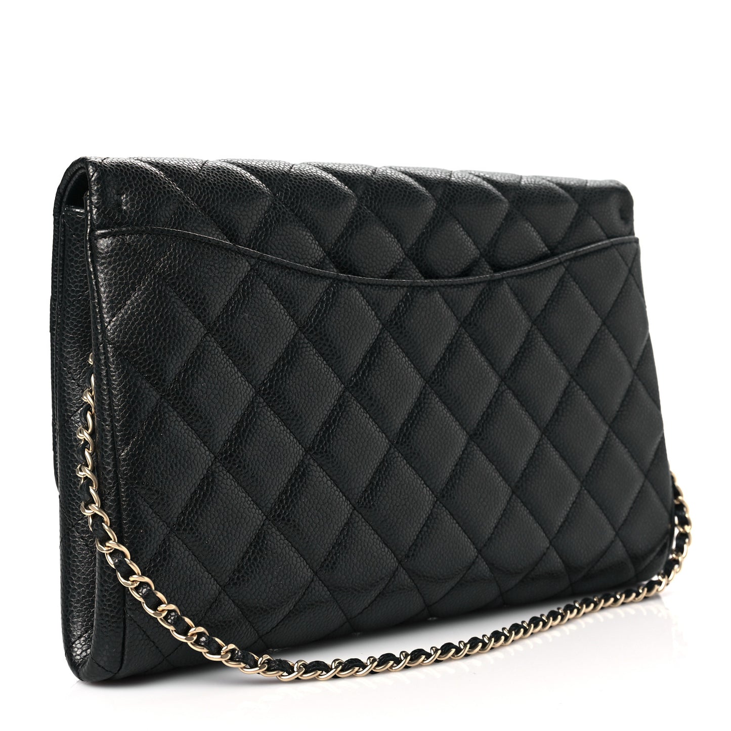 Caviar Quilted Clutch With Chain Flap Black