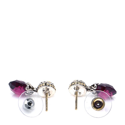 John Hardy Sterling Silver 18K Yellow Gold Rhodolite Garnet Drop Earrings 4 of 5
