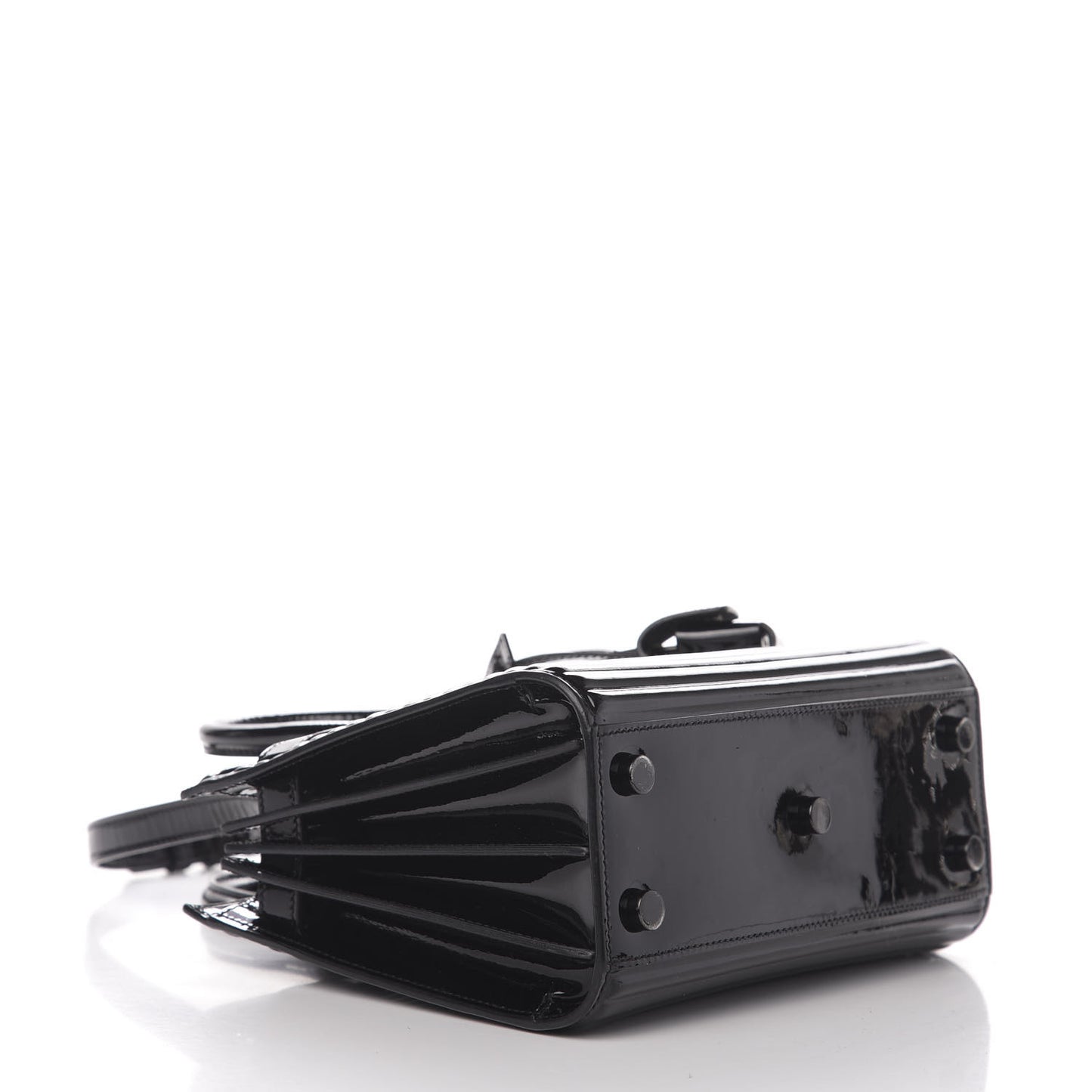 Ribbed Patent Calfskin Nano Sac De Jour Black