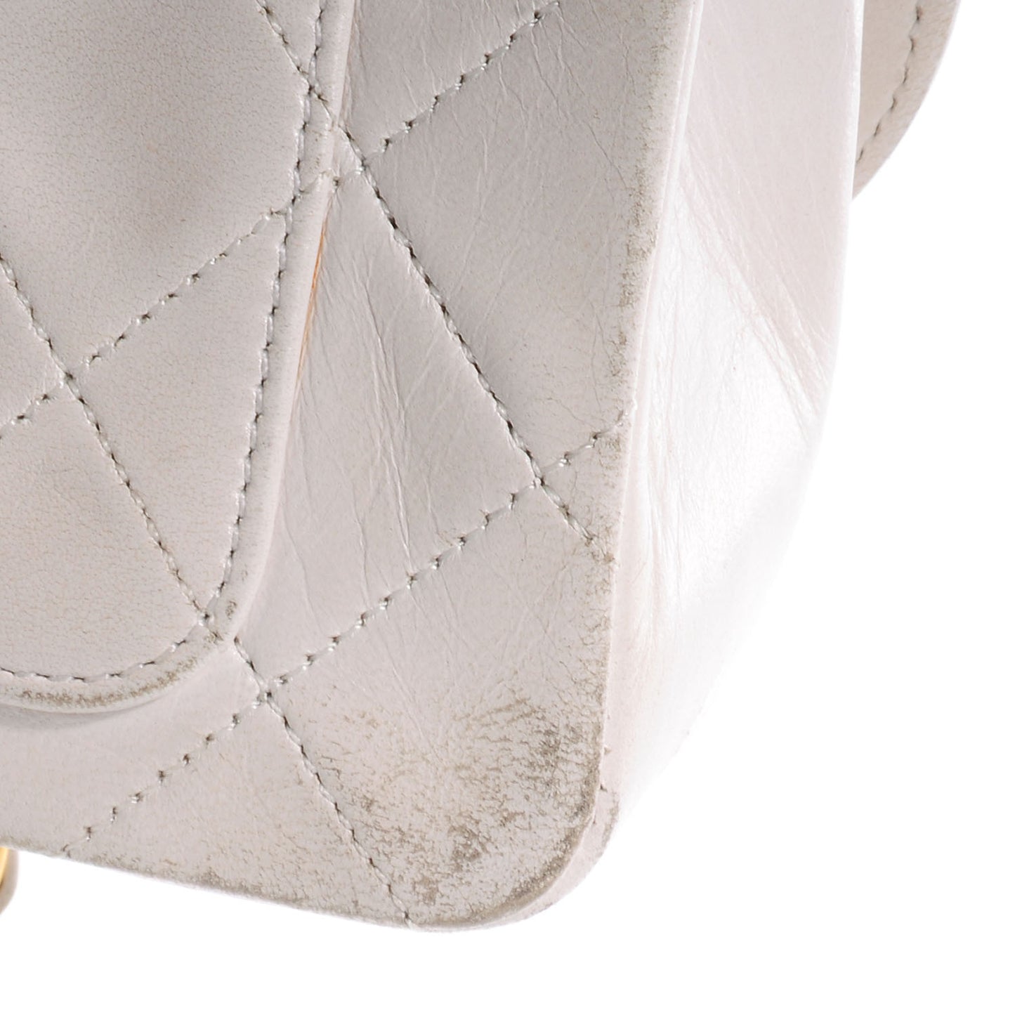 Lambskin Quilted Small Single Flap White