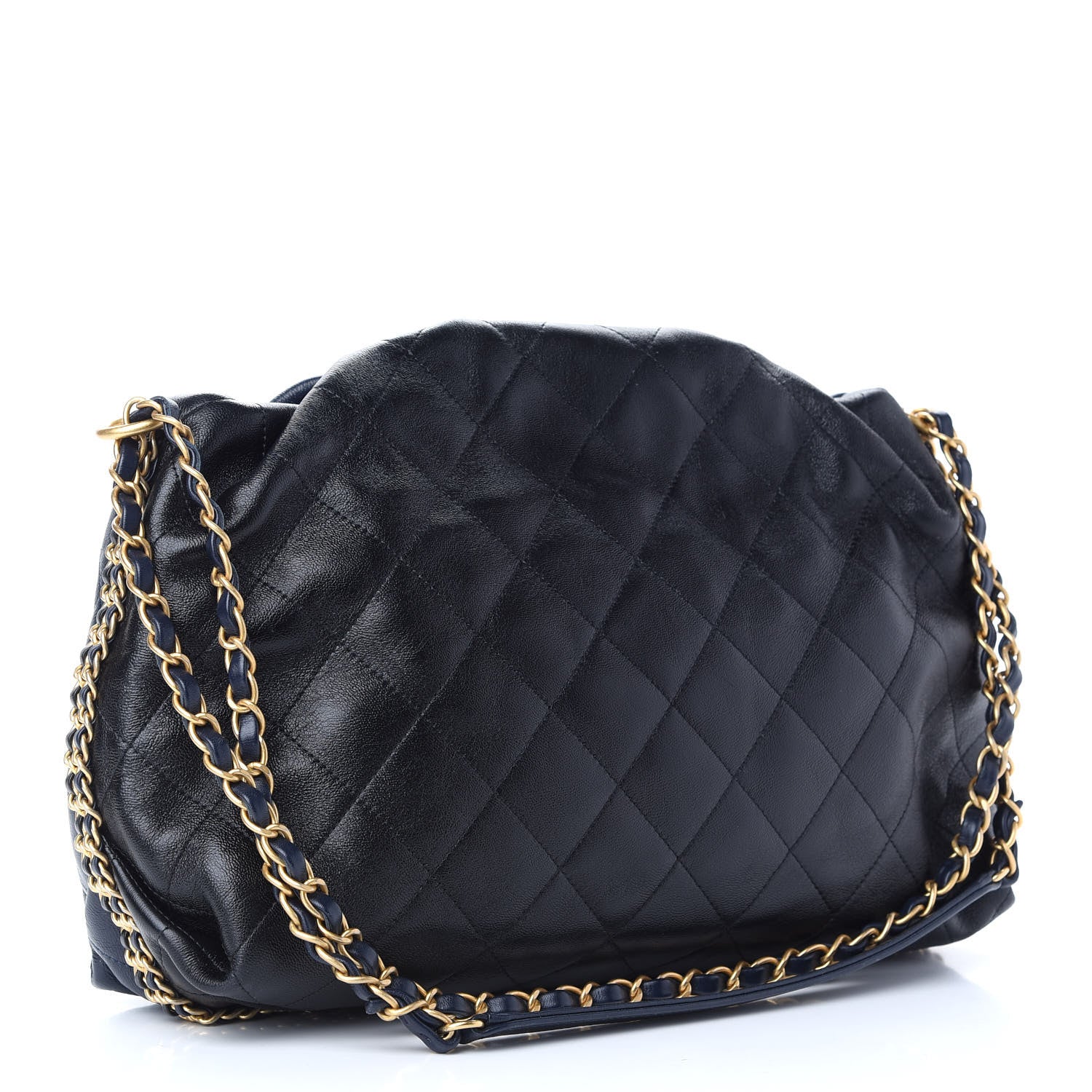 Chanel Calfskin Quilted Coco Shelter Bowling Bag Navy 3 of 9