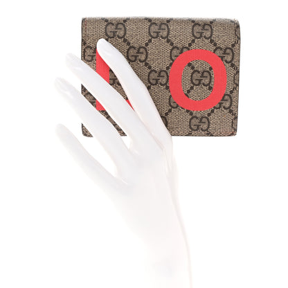 Gucci GG Supreme Monogram Moon Calfskin Love Valentines Day Card Case Beige Ebony New Geranium 2 of 12