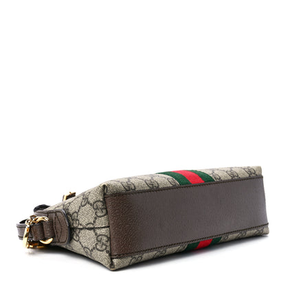 Gucci GG Supreme Monogram Textured Dollar Calfskin Web Small Ophidia Dome Shoulder Bag Beige Ebony New Acero 4 of 12