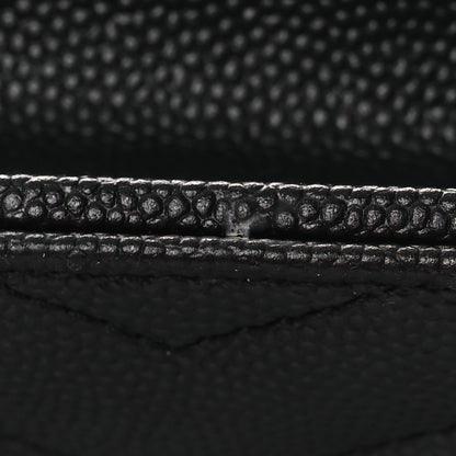 Saint Laurent Grain De Poudre Matelasse Chevron Monogram Monochrome Envelope Chain Wallet Black 12 of 13