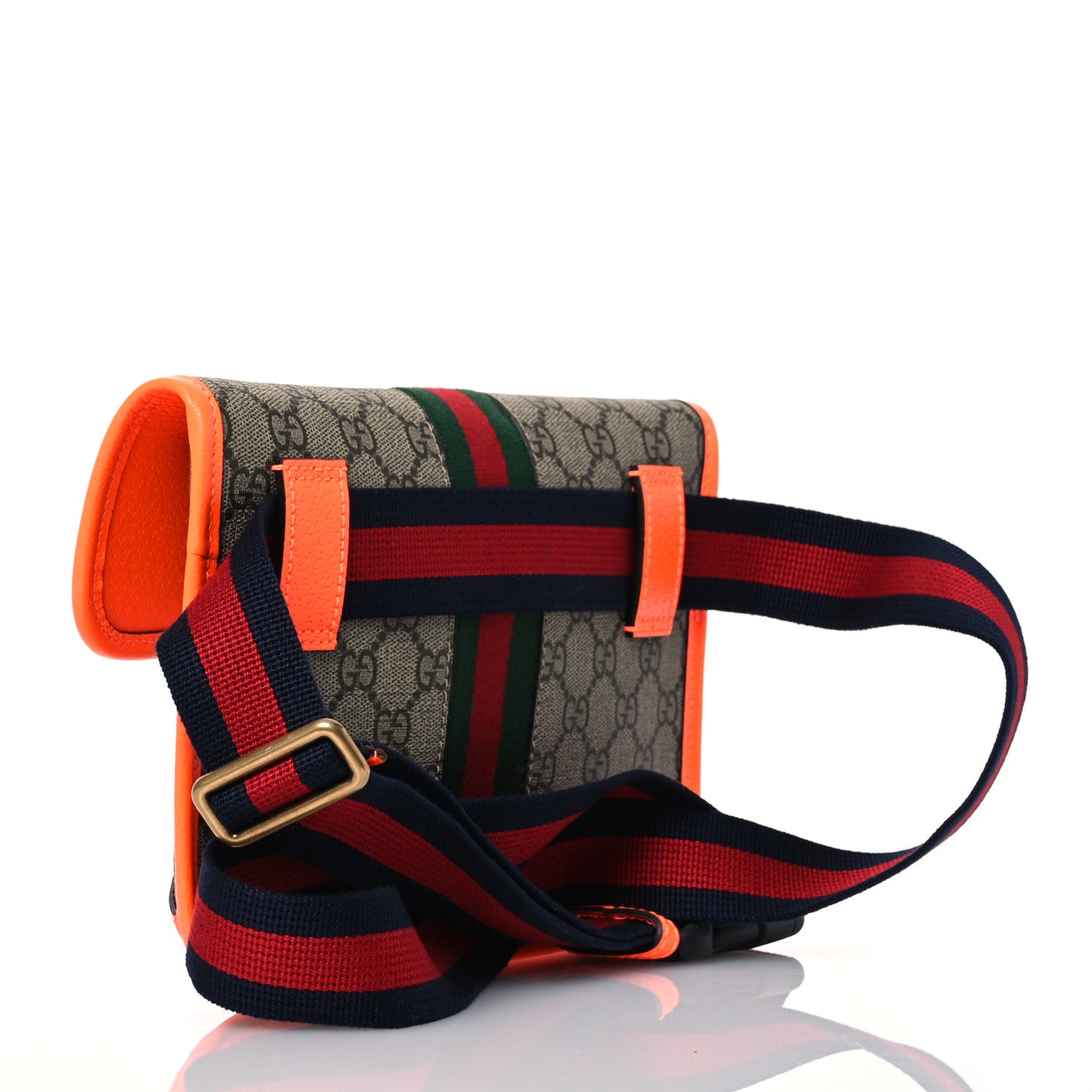 GG Supreme Monogram Web Small Ophidia Belt Bag Beige Ebony Orange