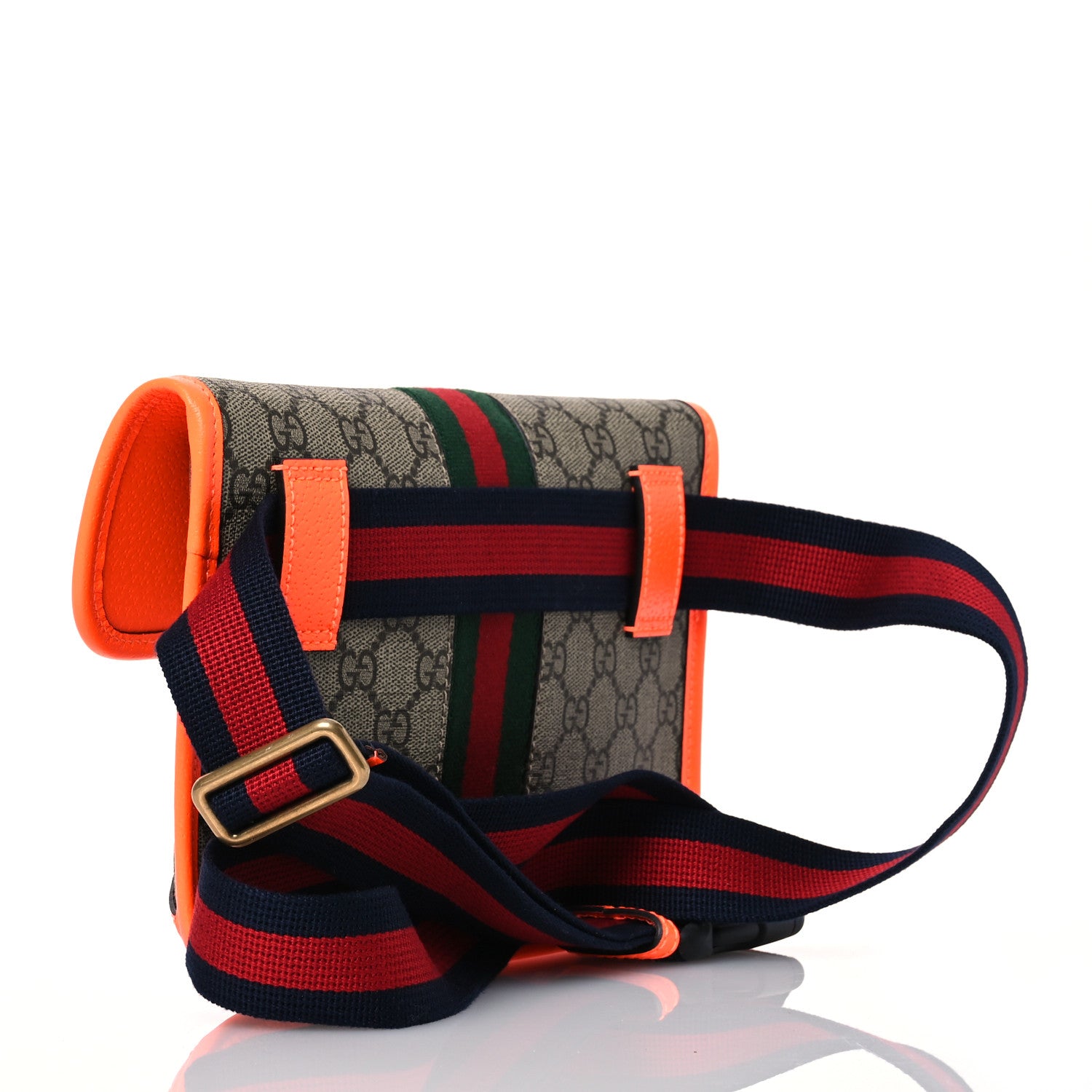 Gucci GG Supreme Monogram Web Small Ophidia Belt Bag Beige Ebony Orange 3 of 10
