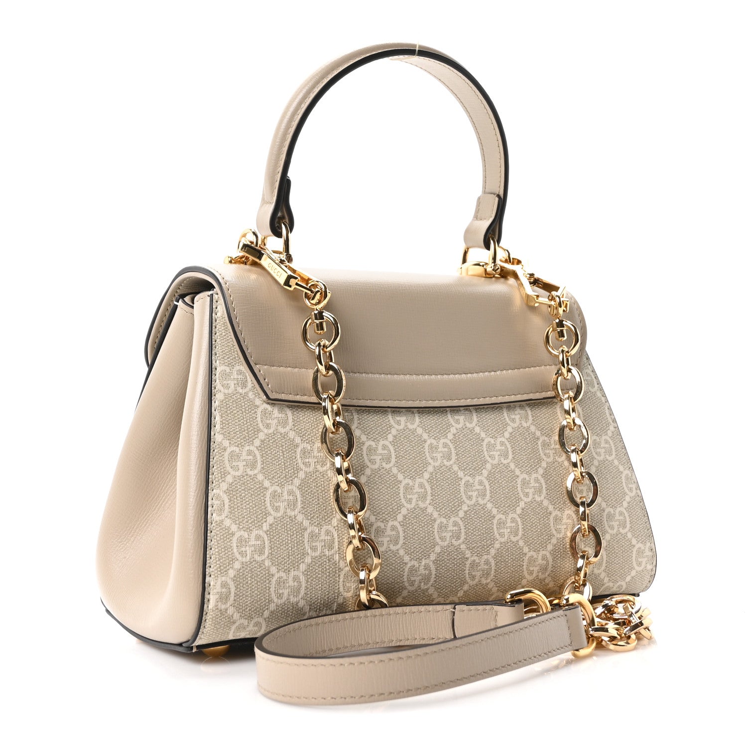 Gucci GG Supreme Monogram Azalea Calfskin Mini Horsebit 1955 Top Handle Flap Bag Beige Mystic White Oatmeal 3 of 10
