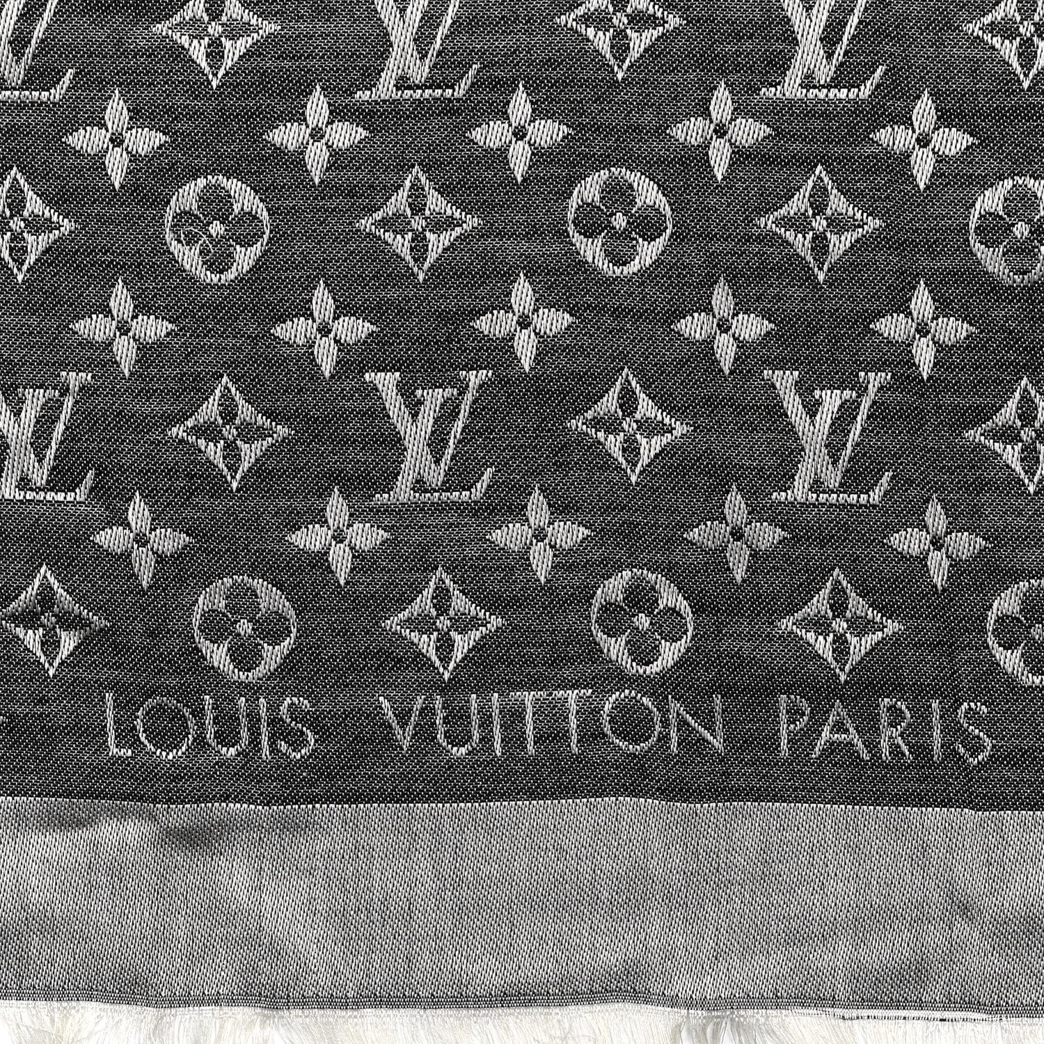 Louis Vuitton Silk Wool Monogram Denim Shawl Black 3 of 4