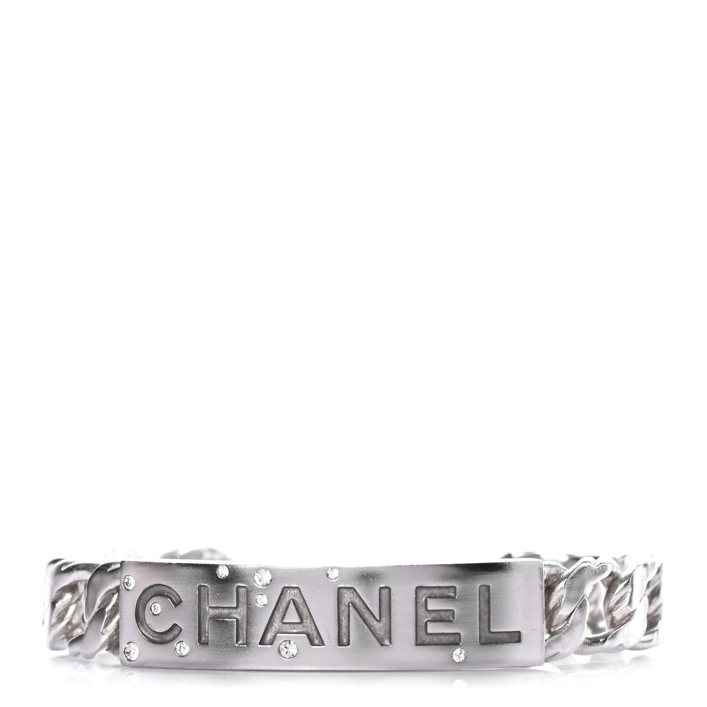 Metal Crystal Chain Cuff Silver