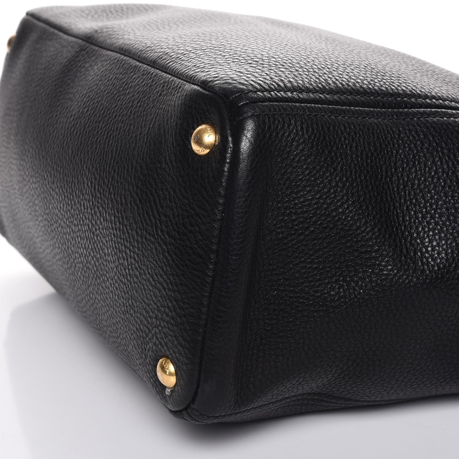Prada Vitello Daino Side Pocket Shoulder Bag Black 11 of 11