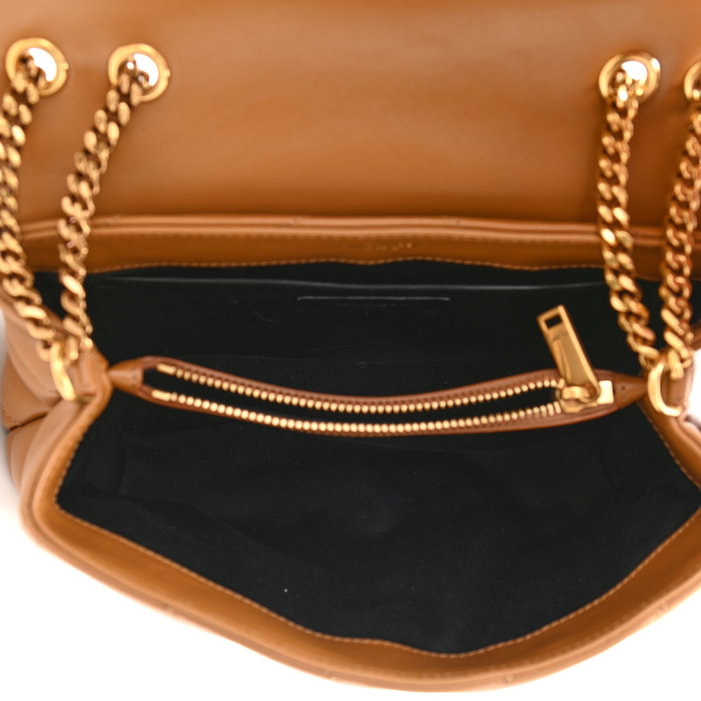 Calfskin Y Quilted Monogram Small Loulou Chain Satchel Dark Natural