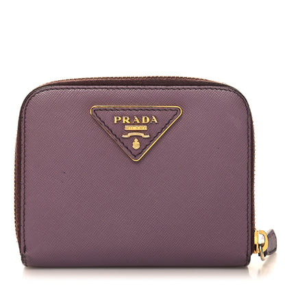 Prada Saffiano Triangle Compact Zip Around Wallet Purple 1 of 9