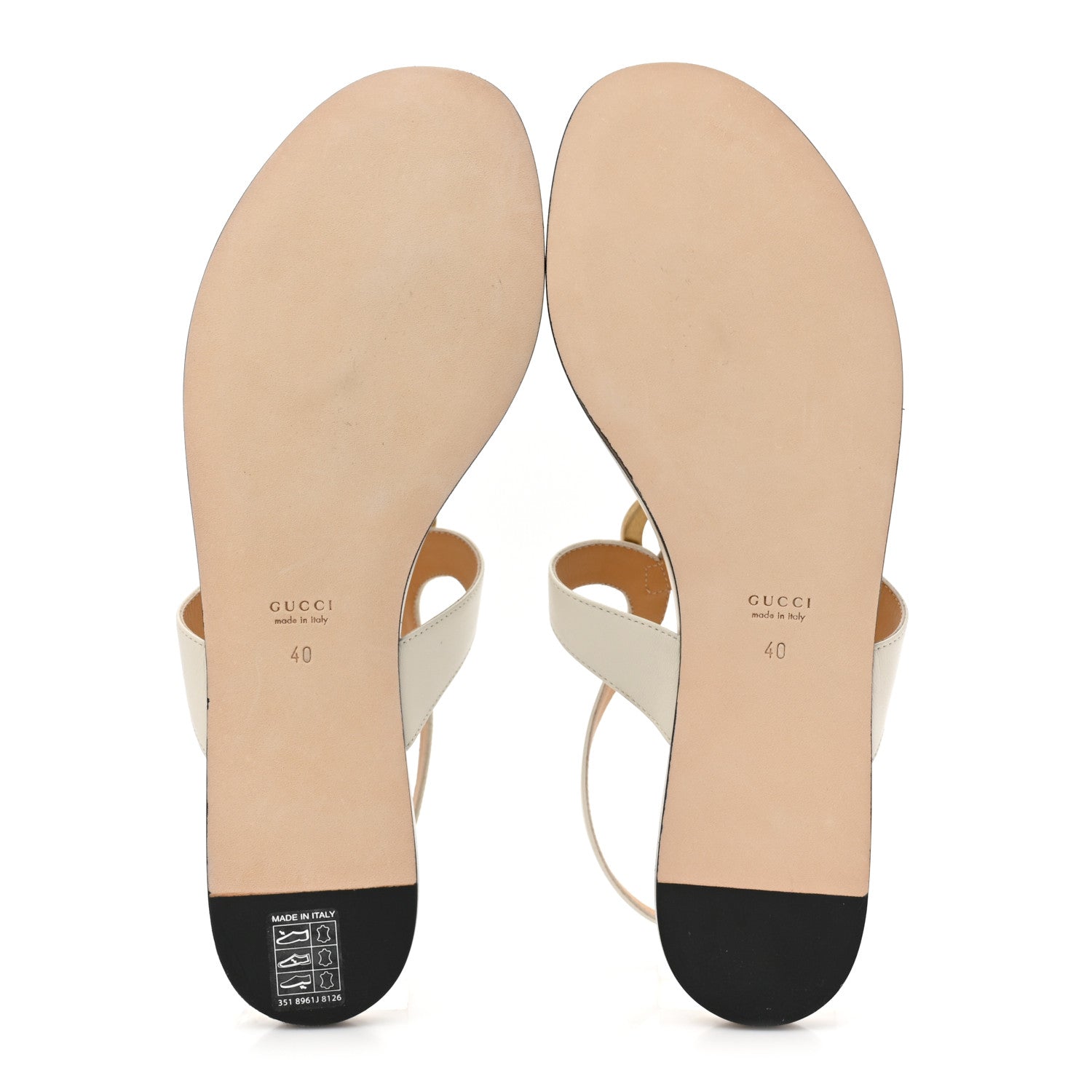 Gucci Calfskin Double G Thong Flat Sandals 40 White 5 of 10