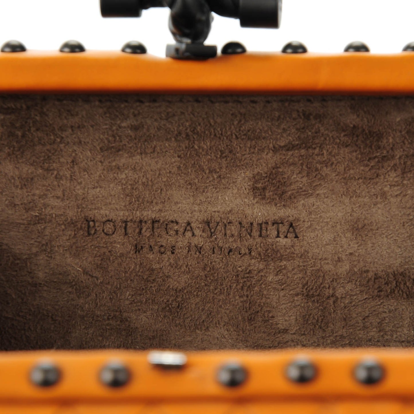 Waxy Nappa Intrecciato Knot Studded Clutch Topaz