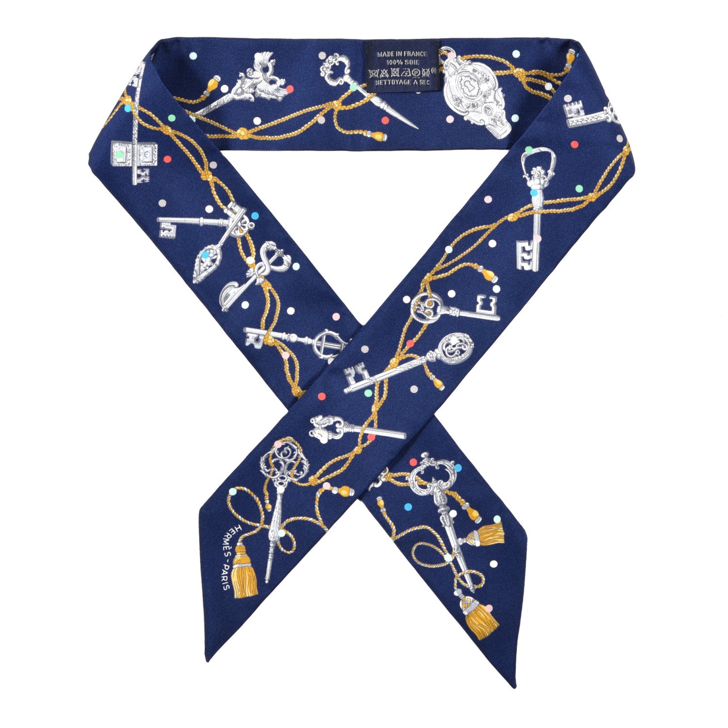 Silk Les Cles A Pois Twilly Marine Gris Argent