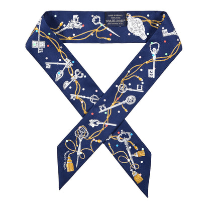 Hermes Silk Les Cles A Pois Twilly Marine Gris Argent 1 of 4
