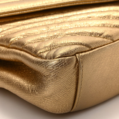 Saint Laurent Metallic Calfskin Matelasse Chevron Monogram Medium College Bag Gold 7 of 8