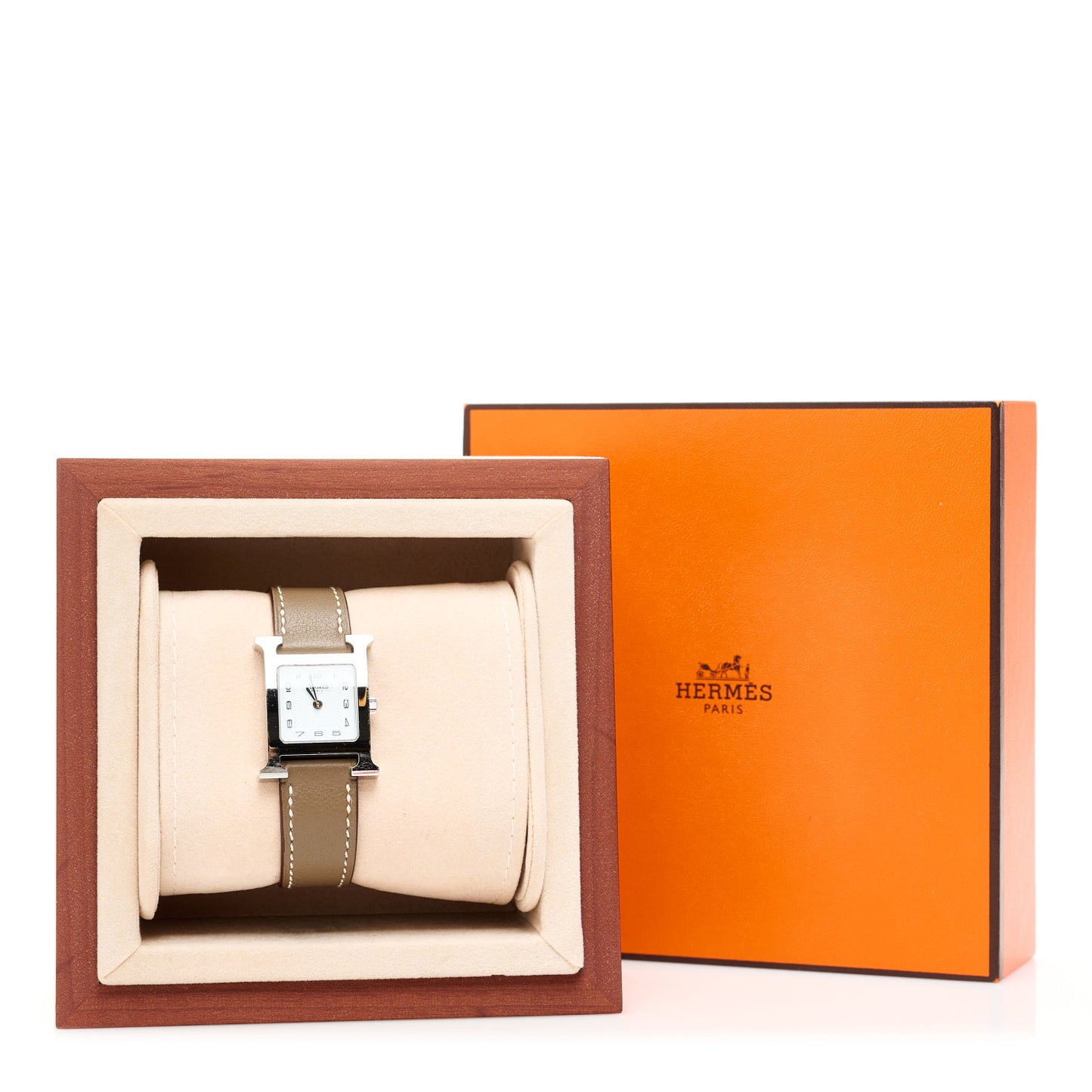 Stainless Steel Swift 21mm Heure H Hour Quartz Watch Etoupe