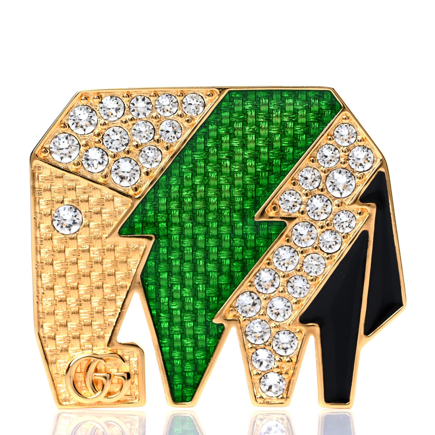 Gucci Crystal Elephant Brooch Green 1 of 3