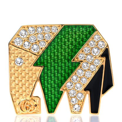 Gucci Crystal Elephant Brooch Green 1 of 3