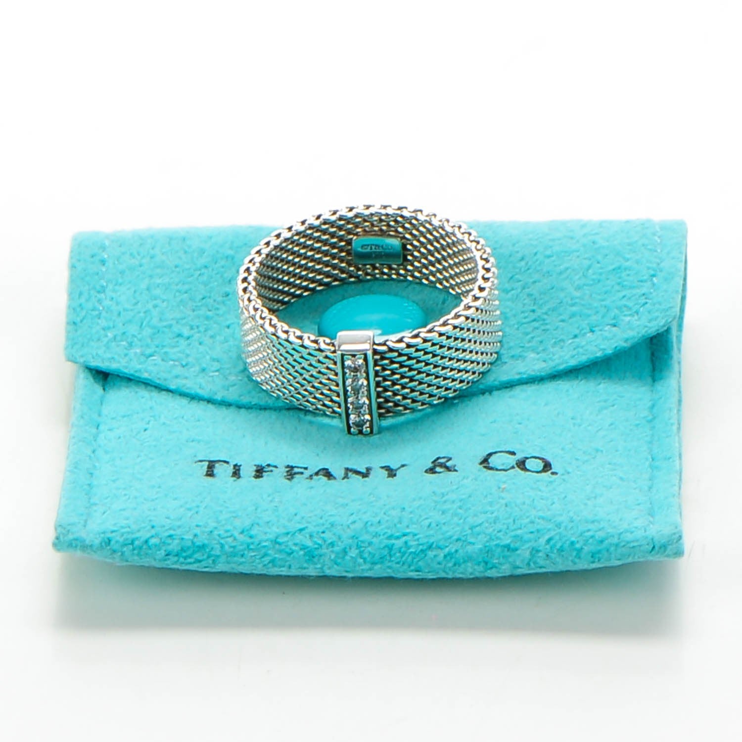 Tiffany Sterling Silver Diamond Mesh Somerset Ring 54 7 5 of 5