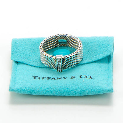 Tiffany Sterling Silver Diamond Mesh Somerset Ring 54 7 5 of 5