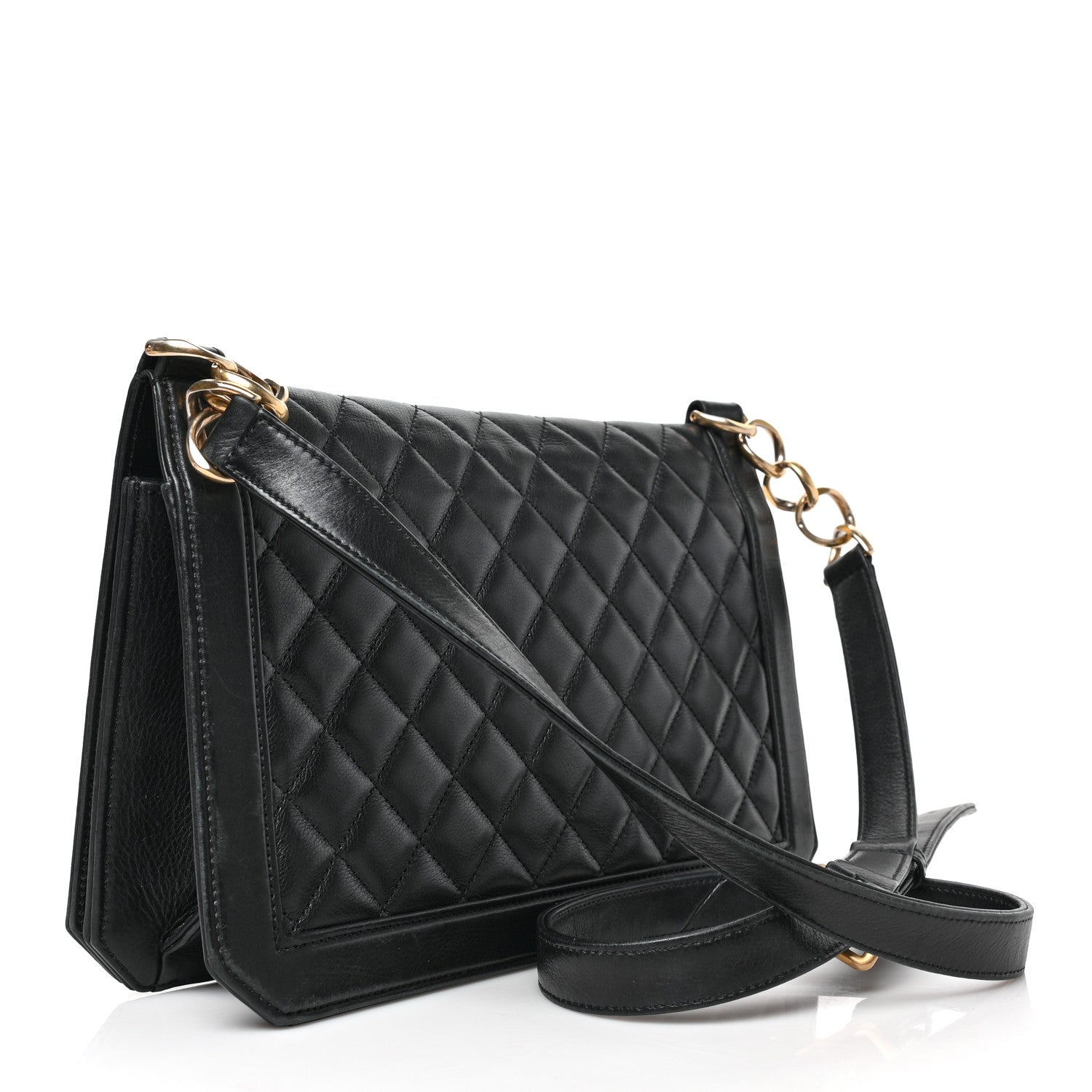 Chanel Calfskin Quilted Large Chain Link Full Flap Black 3 of 10