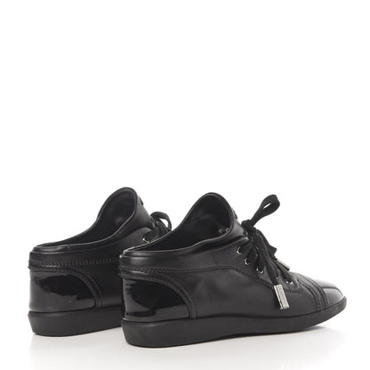 Chanel Lambskin Patent Cap Toe CC Sneakers 36.5 Black 4 of 9