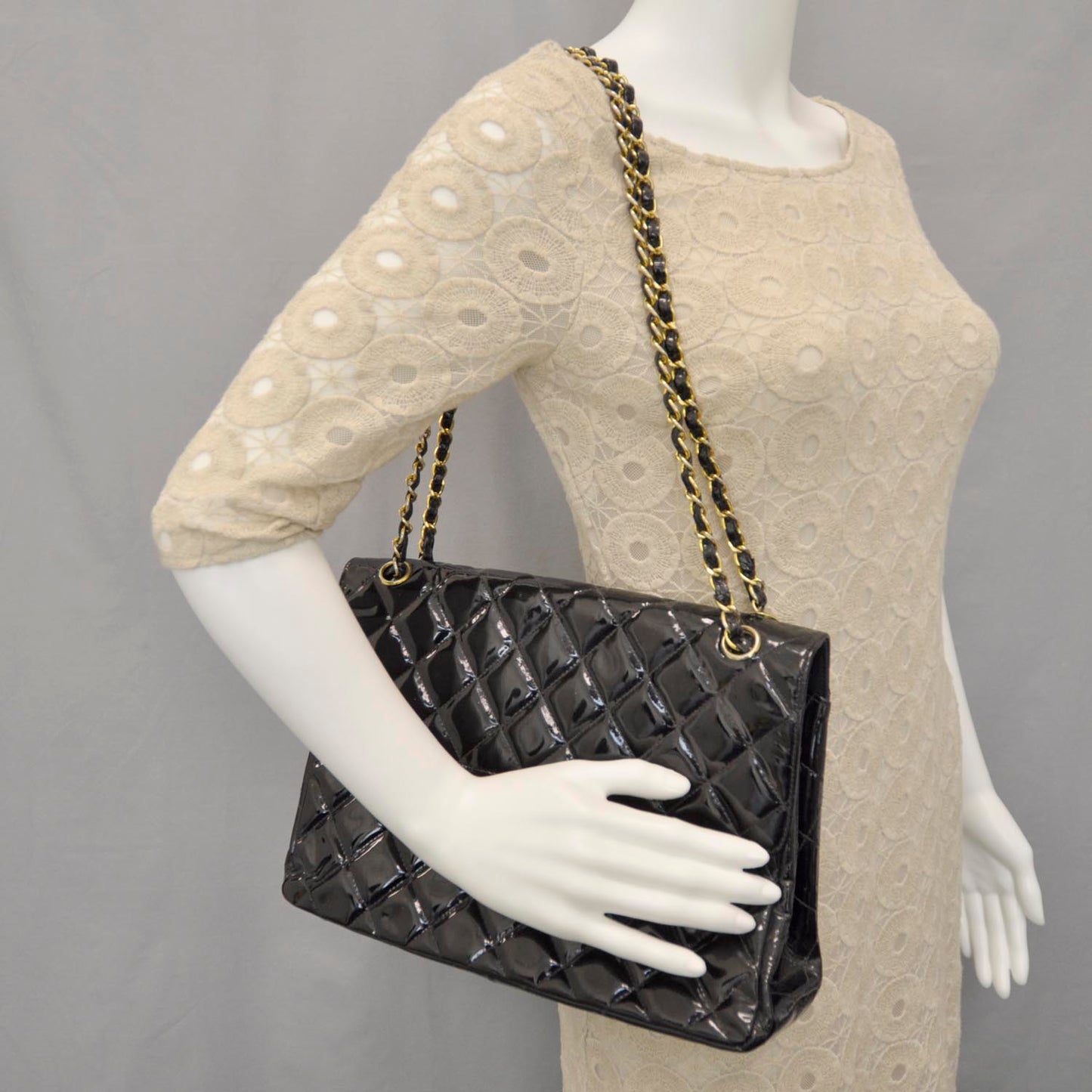 Patent Jumbo Single Flap Black