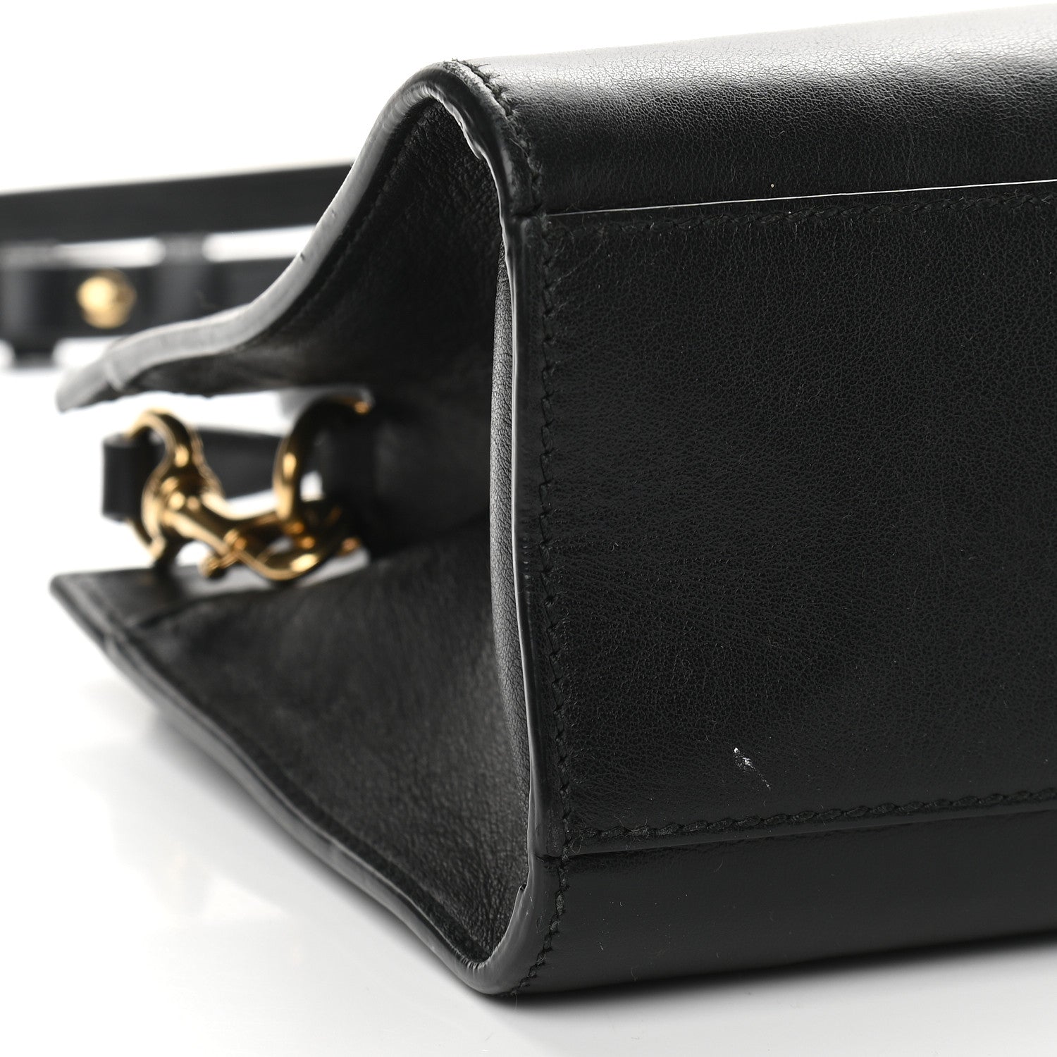 Gucci Calfskin Marmont Ribbon Top Handle Bag Black 9 of 10