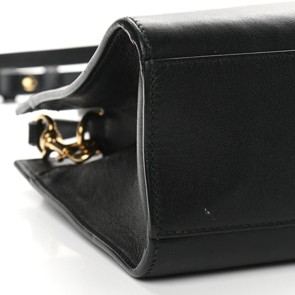 Gucci Calfskin Marmont Ribbon Top Handle Bag Black 9 of 10